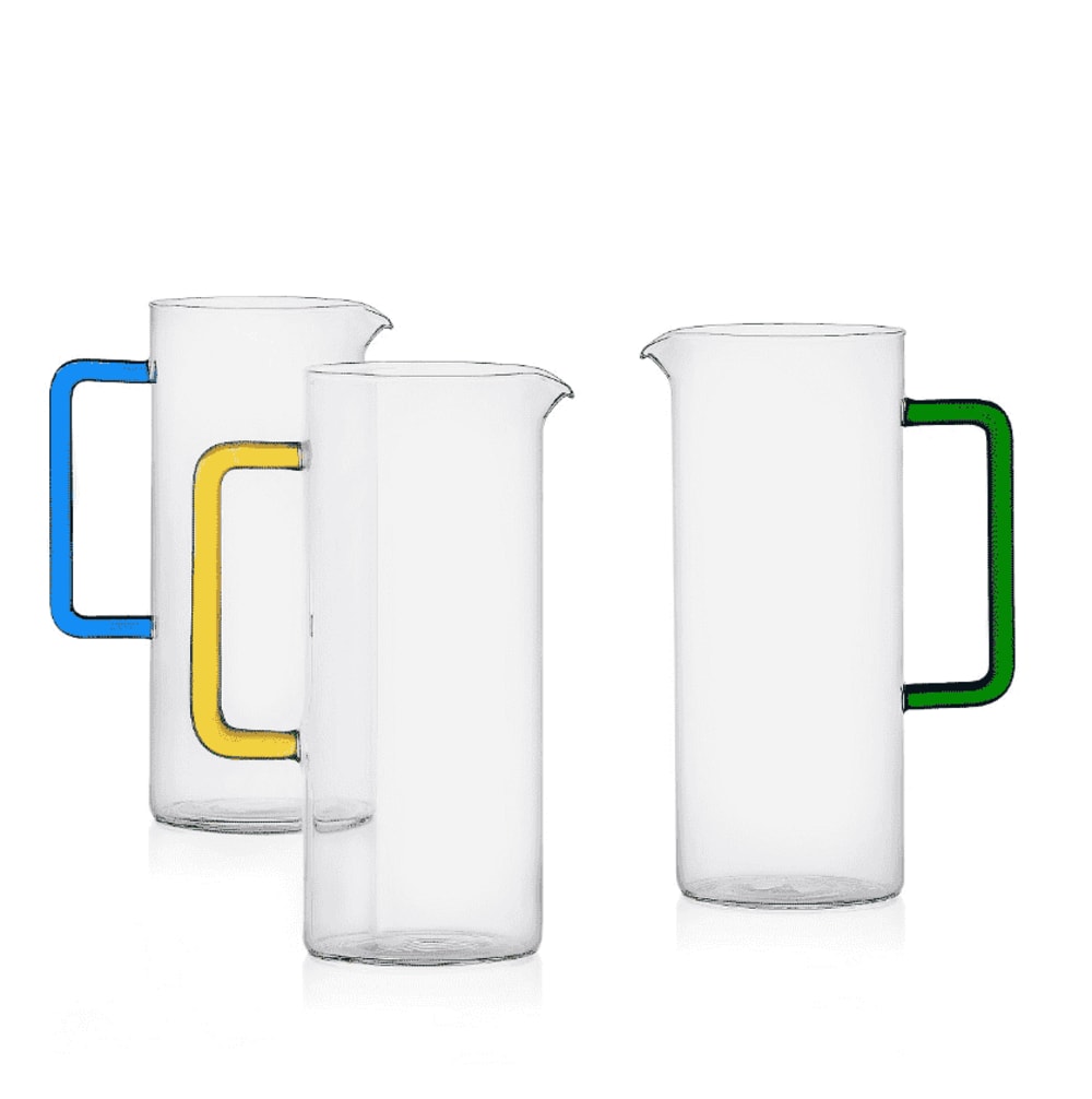 Handgefertigter Krug aus Glas, transparent/blau, 1200 ml -