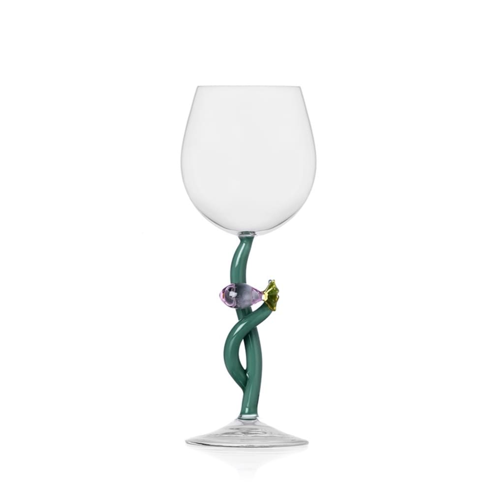 Verre à pied poisson rose transparente