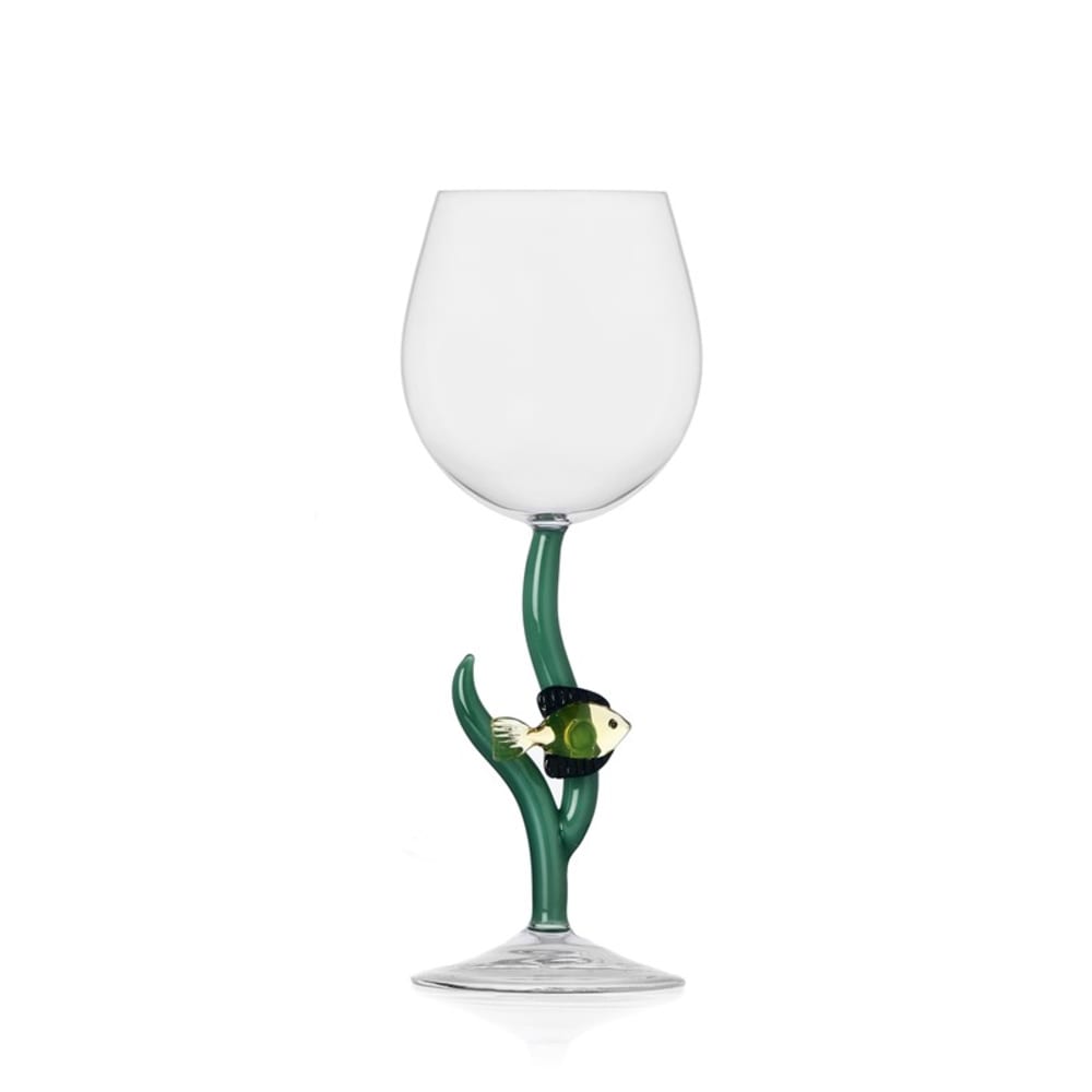 Verre à pied poisson ambre transparente