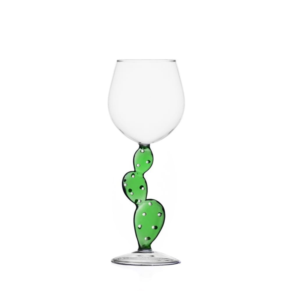 Verre à pied cactus vert