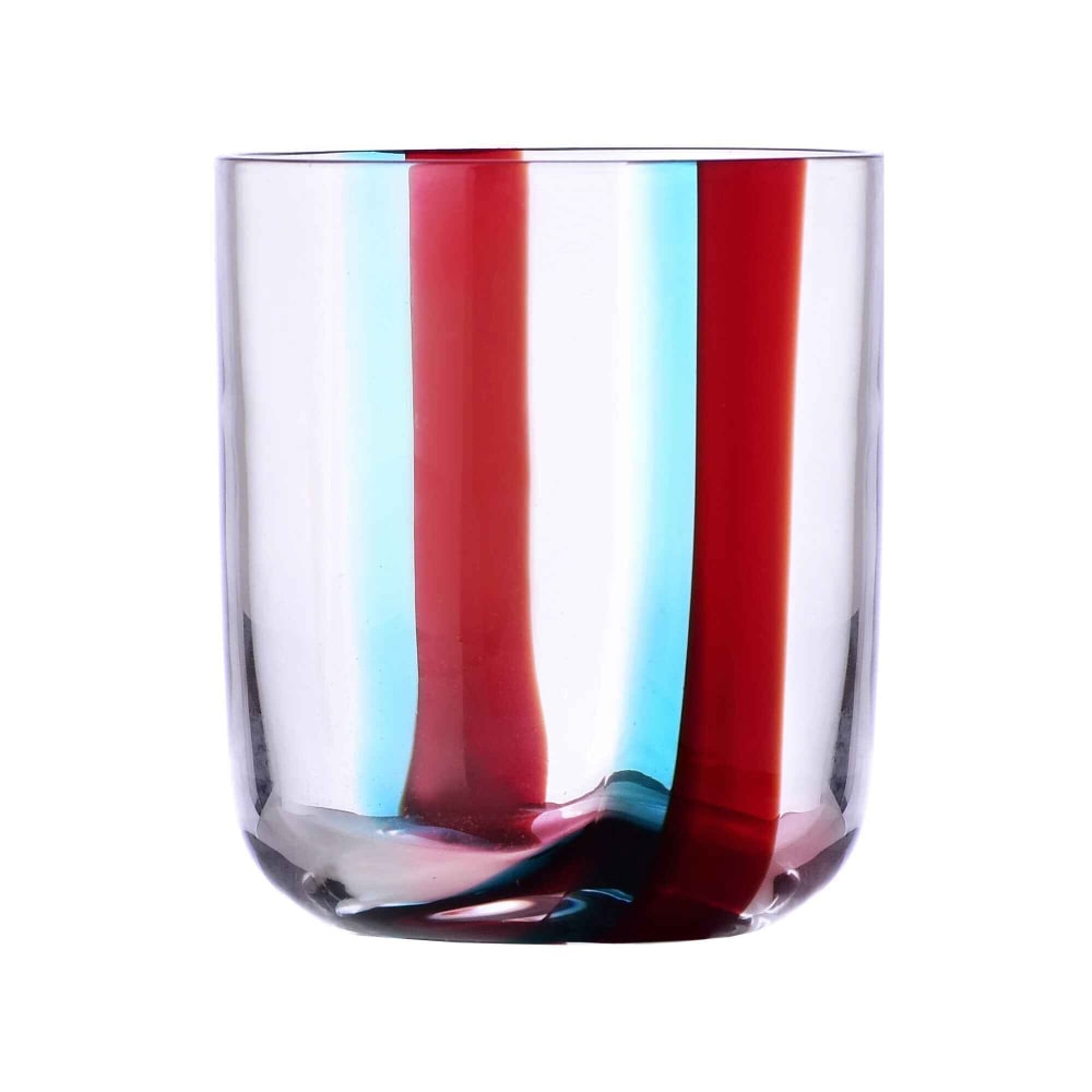 Ichendorf Milano Trinkglas aus Borosilikatglas, bordeaux/türkis, 350 ml Blau