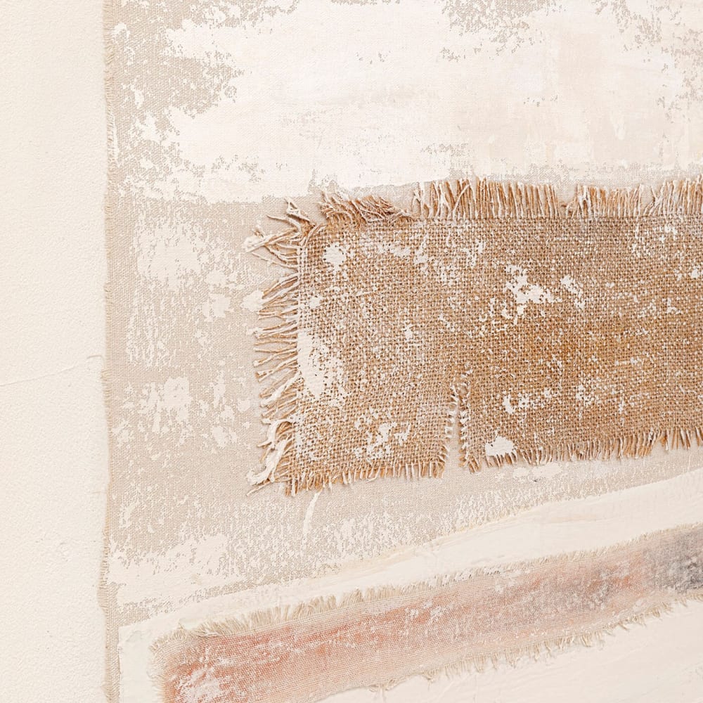 Toile encadrée en polyester et lin beige, marron et noir 90x120 — vue 4