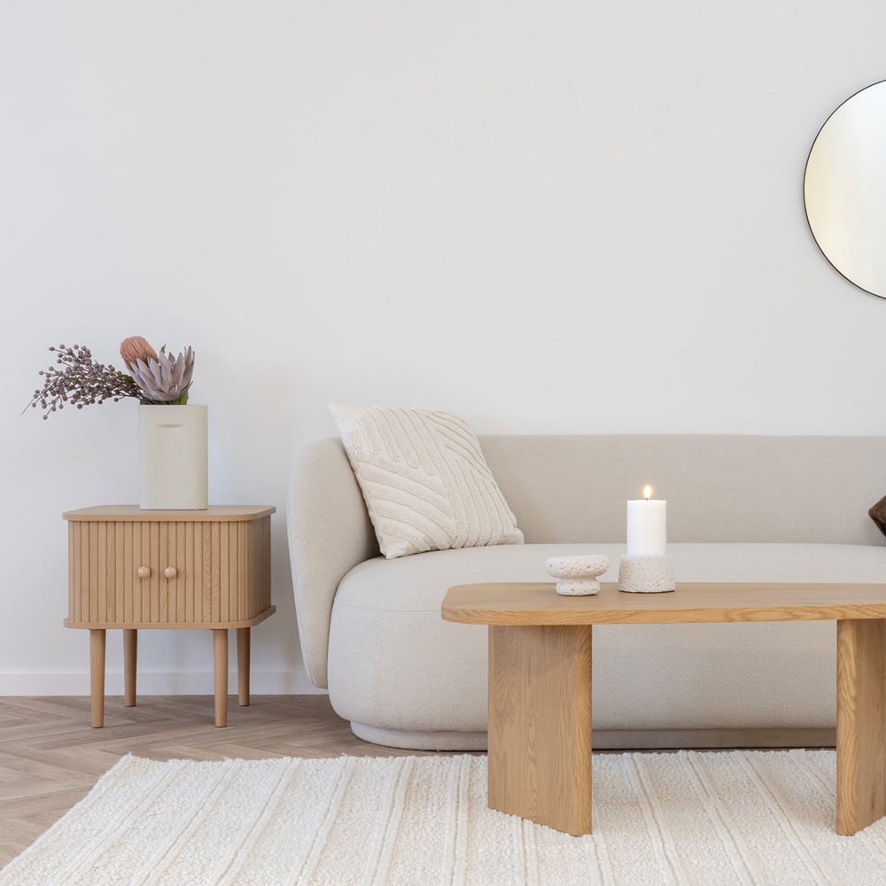 Table de chevet 2 portes coulissantes en bois - Bois clair