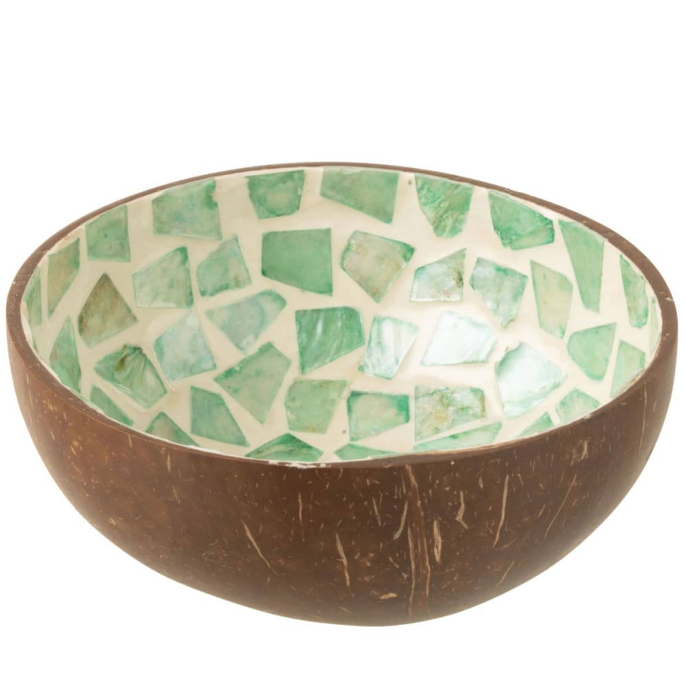 Bol déco coco mosaïque en coquillage vert