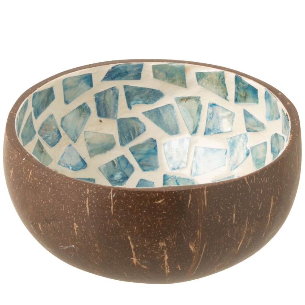 Bol déco coco mosaïque en coquillage bleu