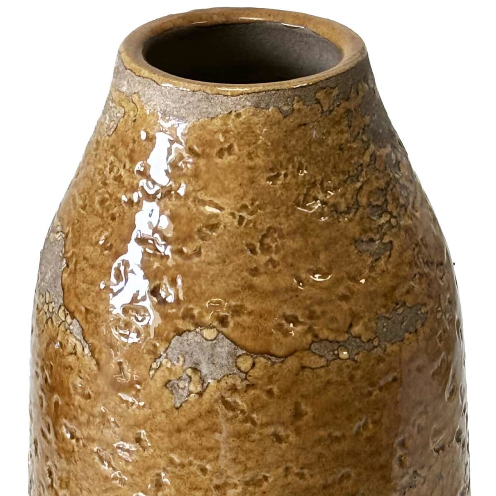 Vase artisanal en céramique moutarde vitrifié 22 cm - Maisons du Monde