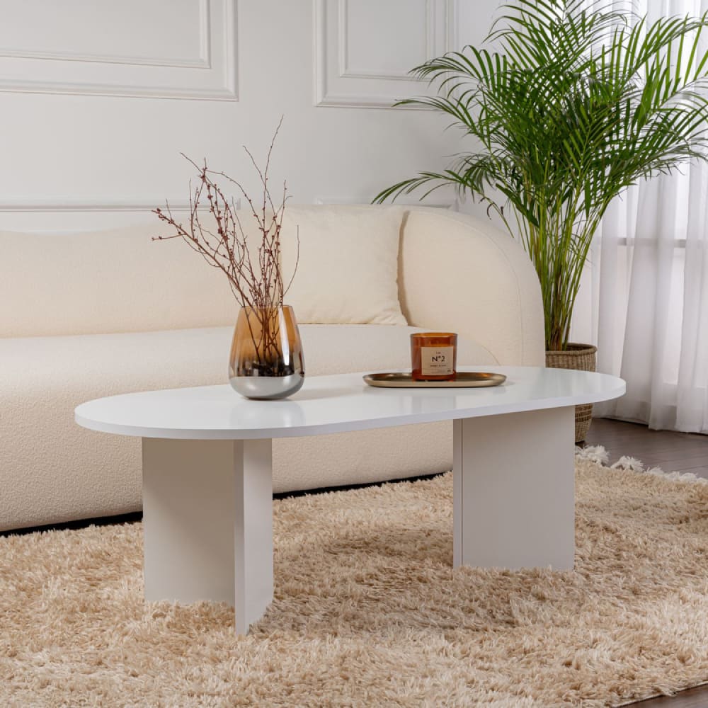 Concept Usine Ovaler Couchtisch weiß 119 x 60 cm style modern - Spanplatte