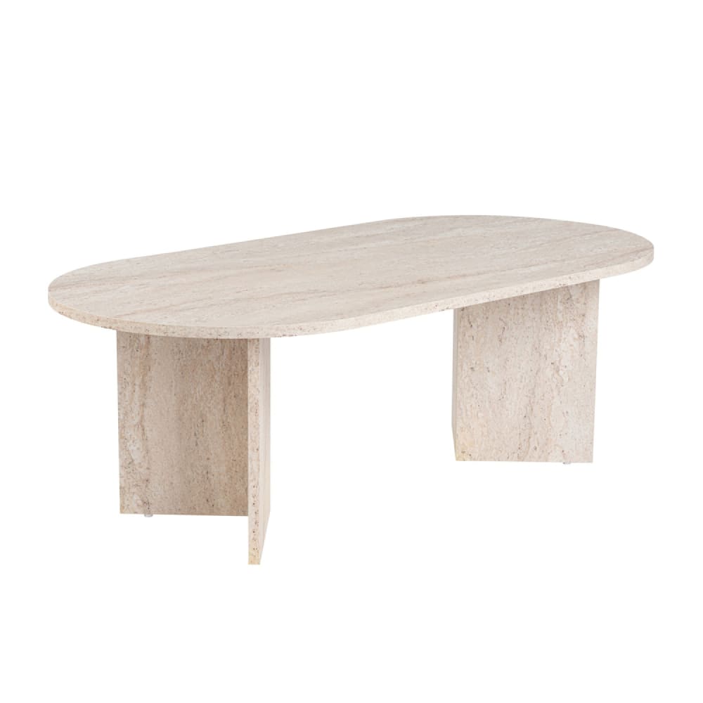 Table basse ovale effet travertin 119x60cm