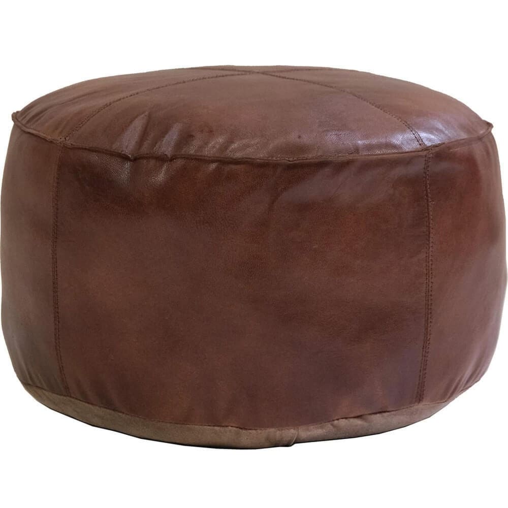 Trademark Living Lederpouf Markus rund, Braun Braun Leder