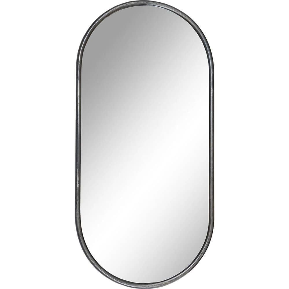 Trademark Living Wandspiegel Luke Oval 85cm mit Eisenrahmen Silber Glas