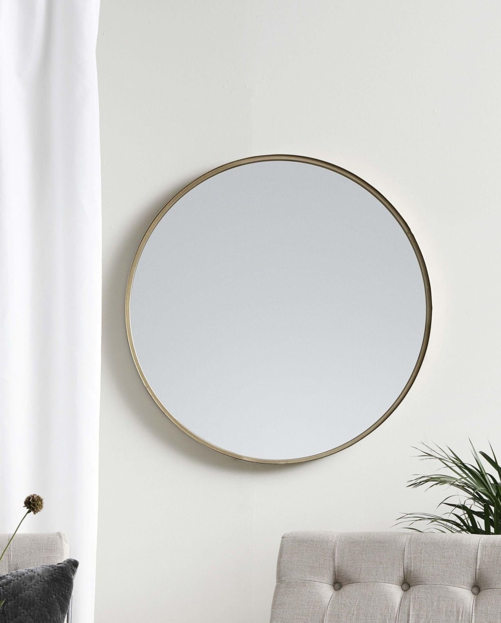 Wandspiegel CURLEW rund Ø80cm aus Eisen – Messing - Maisons Du
