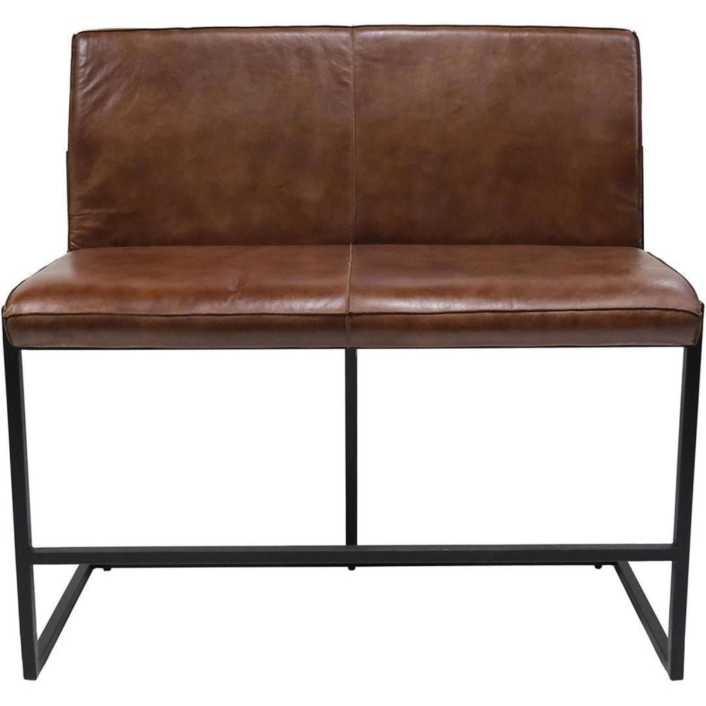Trademark Living Loungesofa Helen aus Leder in Barhöhe, Braun Braun Leder