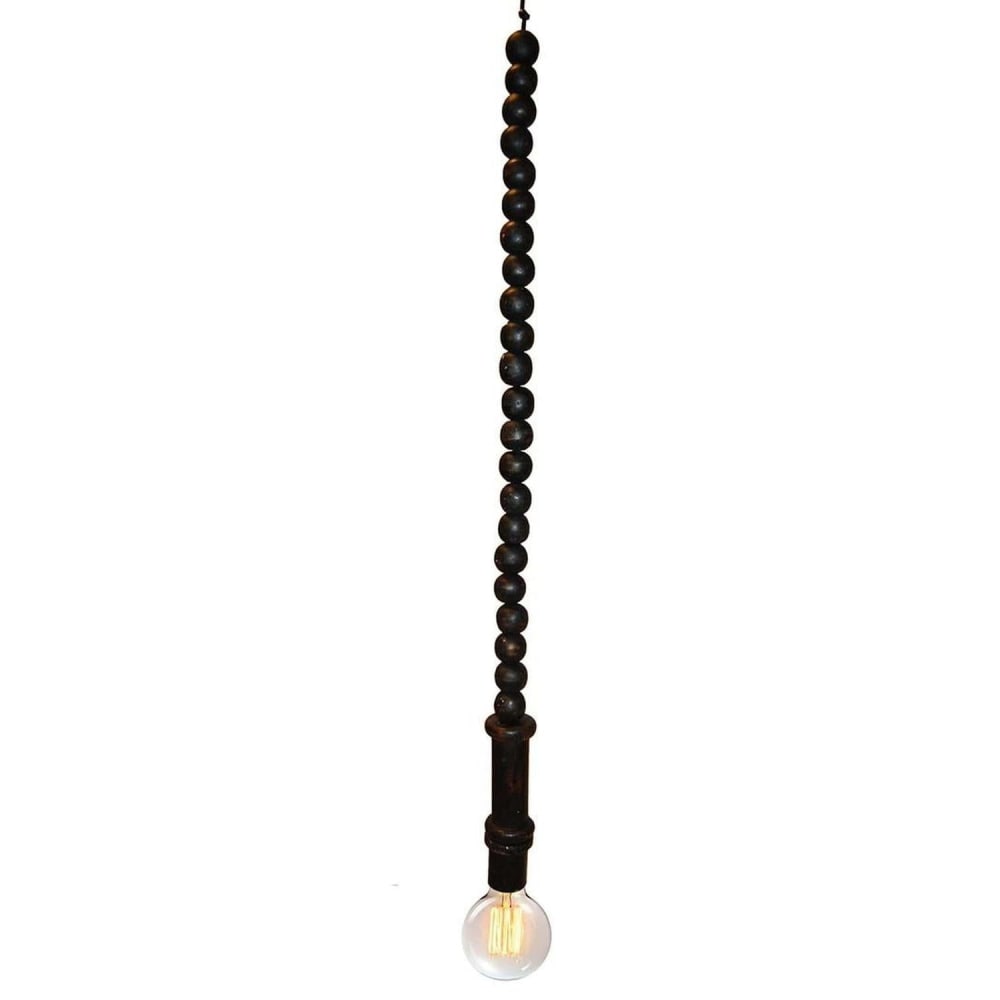 Trademark Living Pendelleuchte Bruce aus Holzkugeln, Antikschwarz - Spanplatte