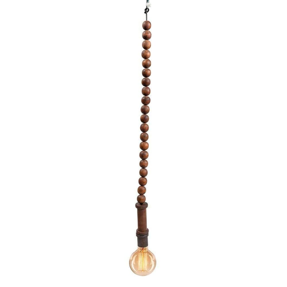 Trademark Living Pendelleuchte Bruce aus Holzkugeln, natur Braun Spanplatte