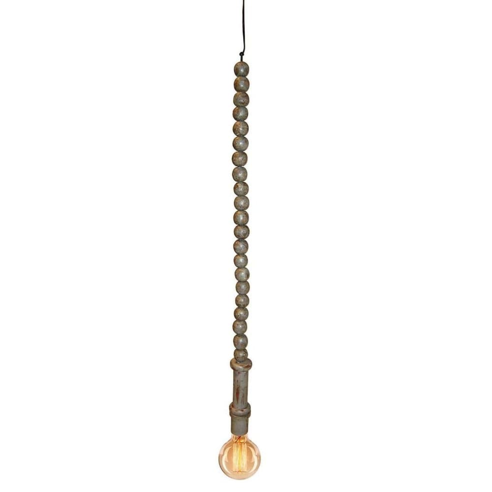 Trademark Living Pendelleuchte Bruce aus Holzkugeln, Antikgrau - Spanplatte