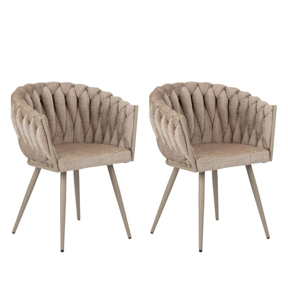 Pole to Pole 2er-Set Armlehnenstühle Wave aus Samt, Creme Beige Stoff