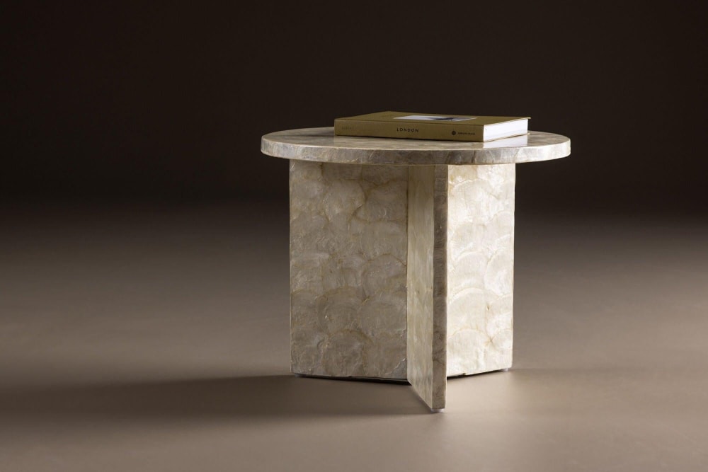 Couchtisch Smögen ⌀40cm, Capiz-Muschel Optik - Maisons Du Monde