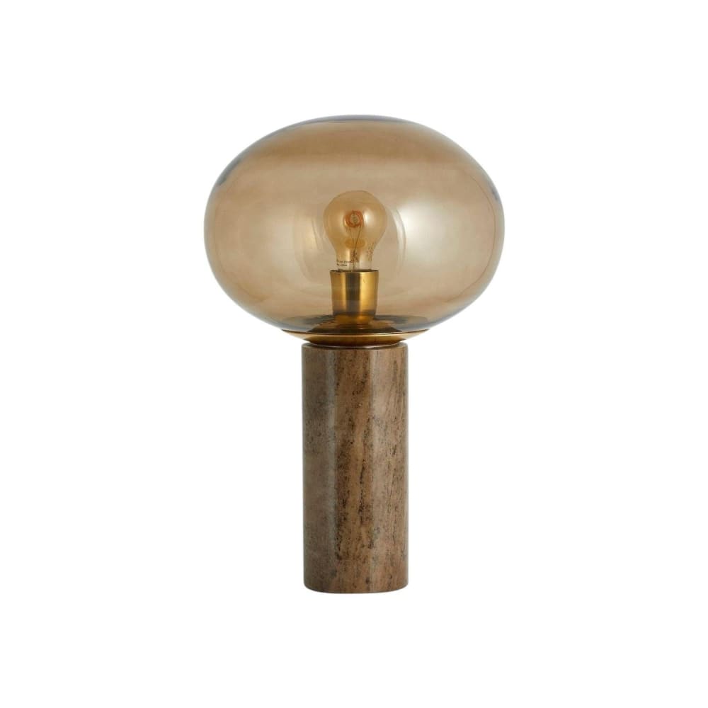 Nordal Tischlampe BES – Rauchglas Marmor Braun Naturfasern