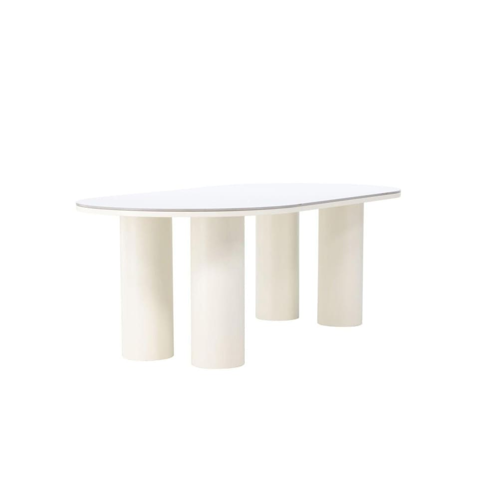 Vind Esstisch Havstenssund Oval 220*110cm, Sinterstein Optik Weiß Spanplatte