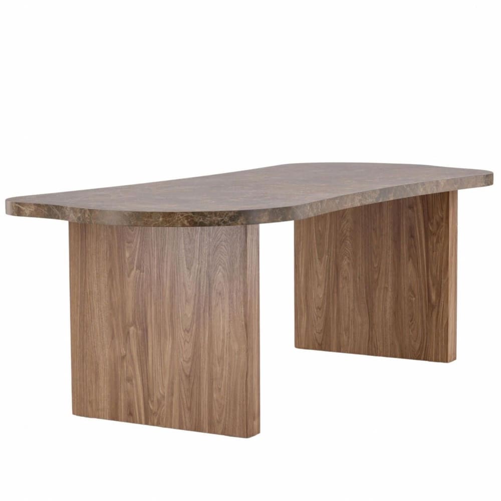 Vind Esstisch Eleonora mit Tischplatte in Marmoroptik 230cm, Braun Grau Holz