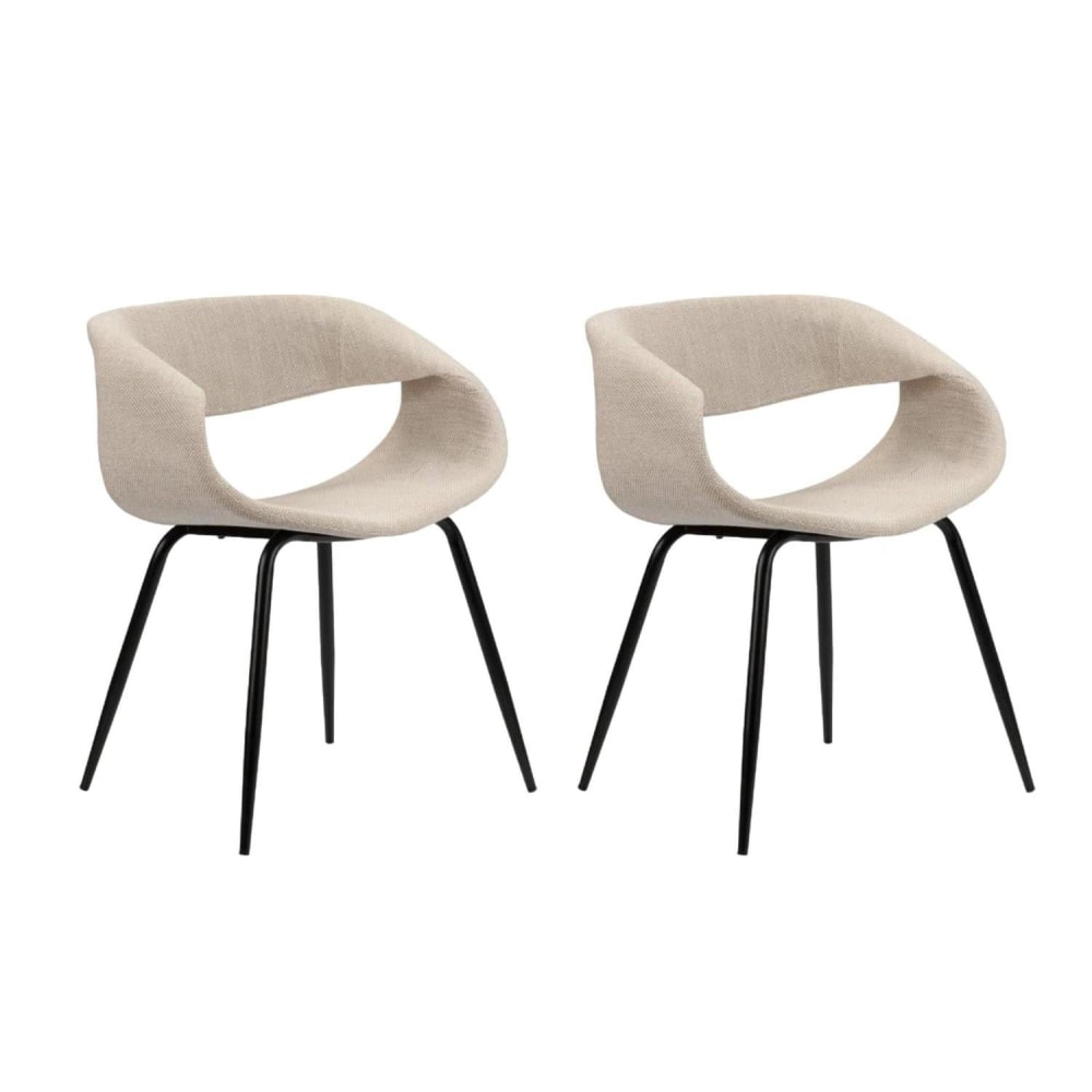 Pole to Pole 2er-Set Polsterstühle Wal, beige - Stoff