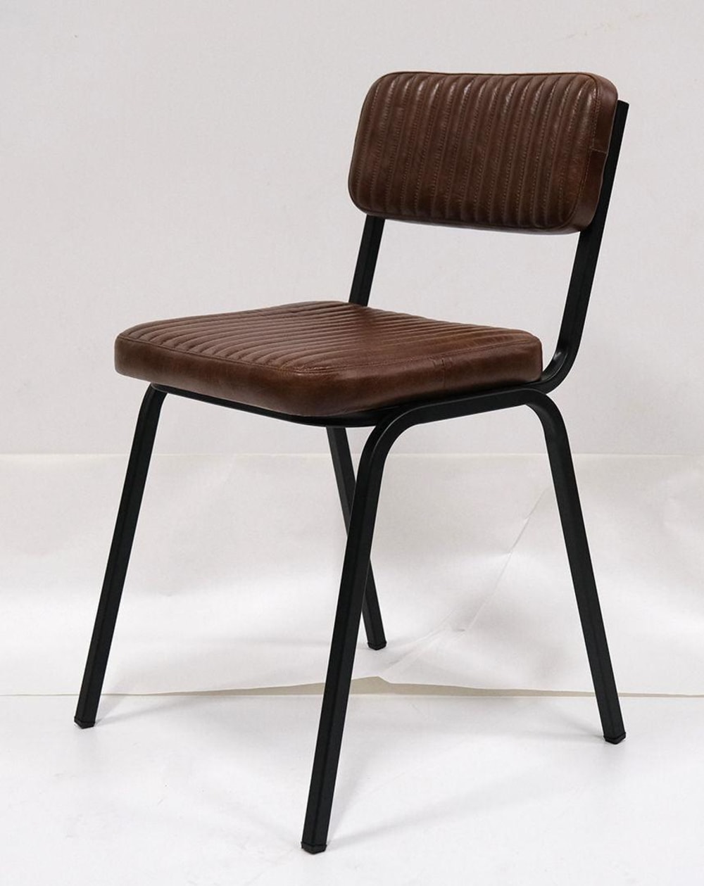4er-Set Esszimmerstühle Astoria, gestepptes Büffelleder,