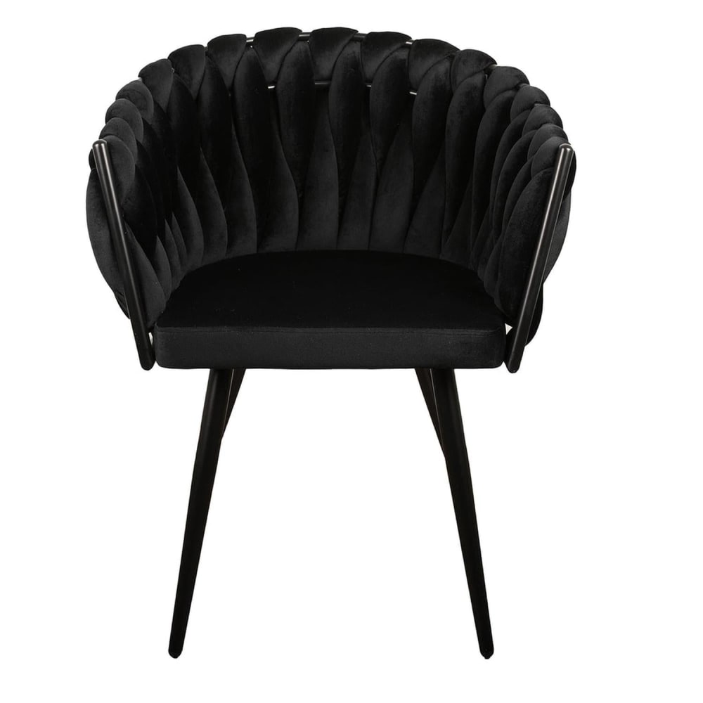 2er-Set Armlehnenstühle Wave aus Samt, Schwarz - Maisons Du Monde