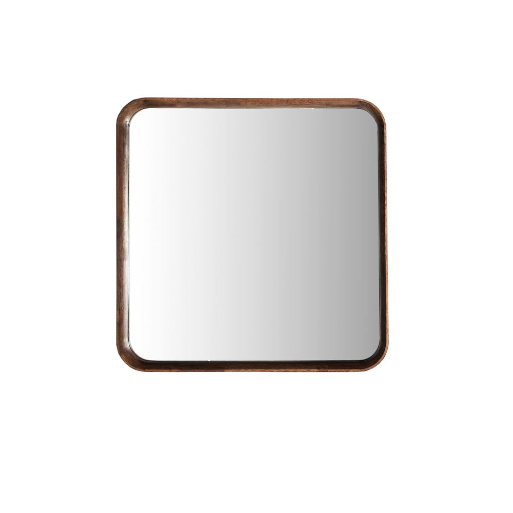 Miroir en bois d’hévéa marron 80x8x80 cm