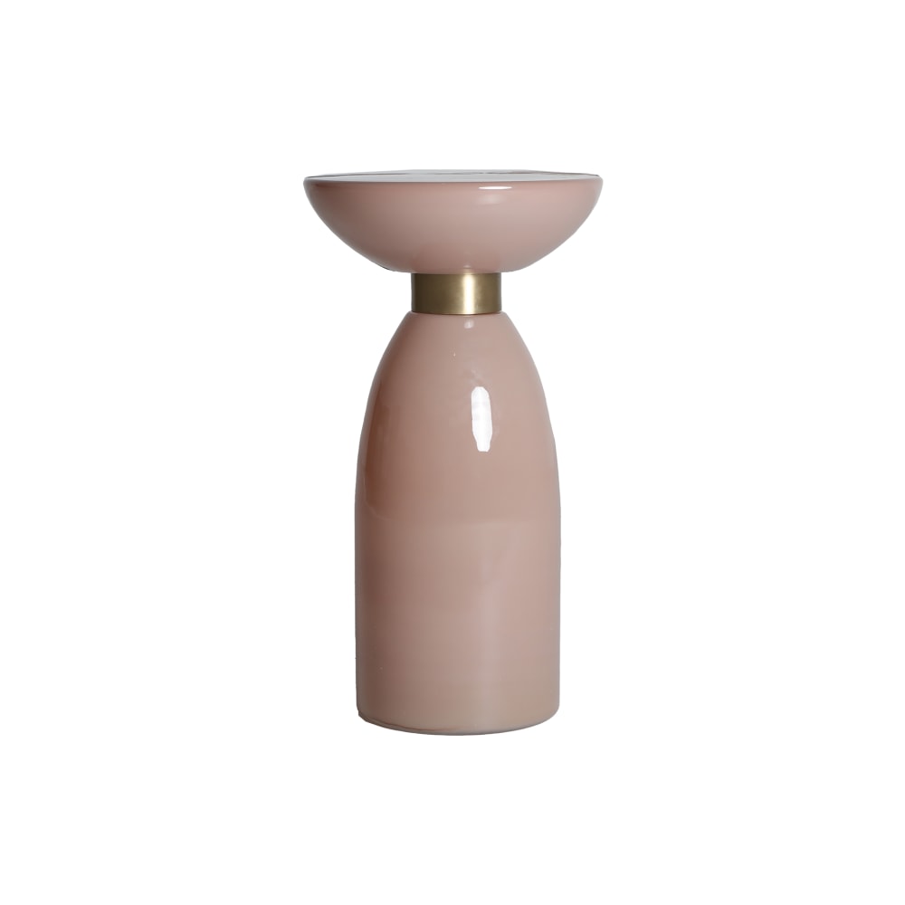 Table basse en verre rose pâle brillant 30x30x57 cm