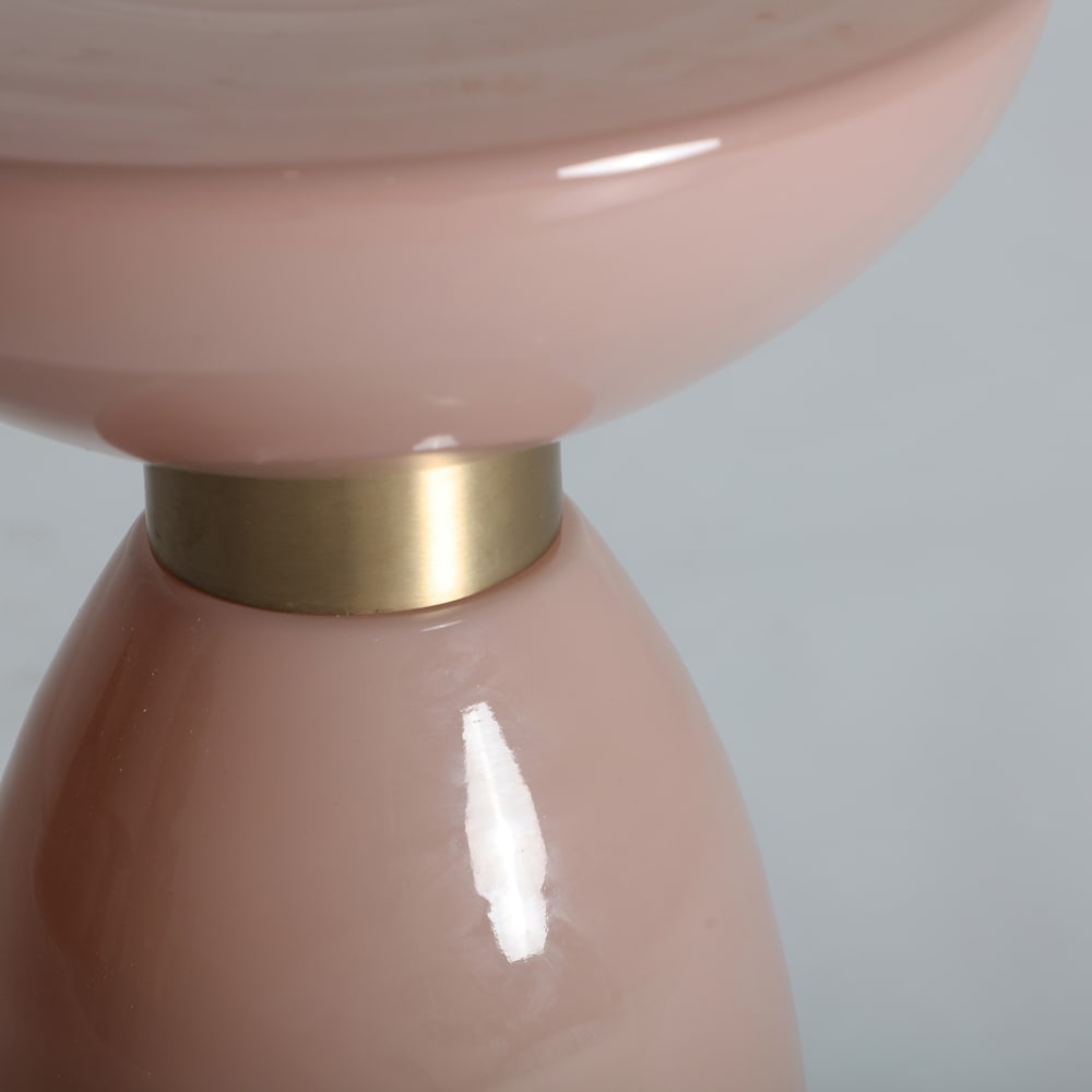 Table basse en verre rose pâle brillant 30x30x57 cm