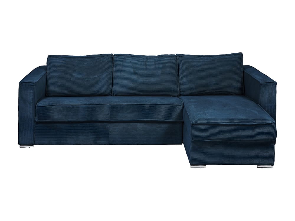 Canapé d'angle velours 5 places bleu nuit