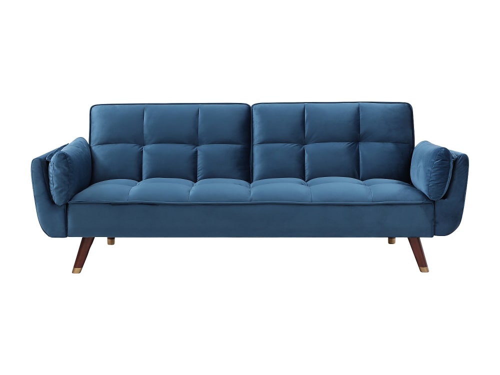 Canapé convertible velours 3 places bleu