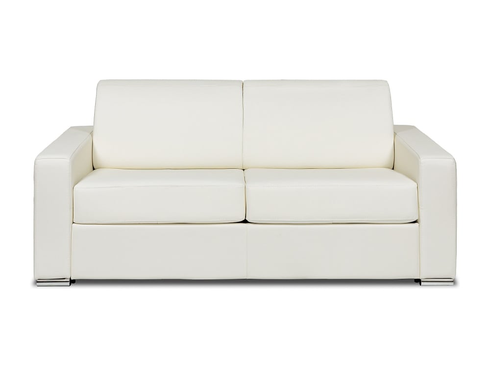 Canapé convertible 100% cuir 3 places blanc} Canapé convertible 100% cuir 3 places blanc}