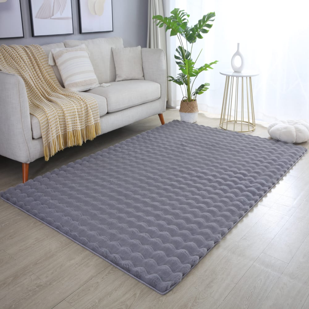 Tapis doux aspect bulles gris foncé 200x290 — vue 4