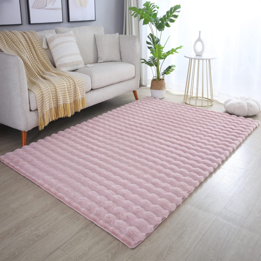 Tapis doux aspect bulles rose 160x230 — vue 4