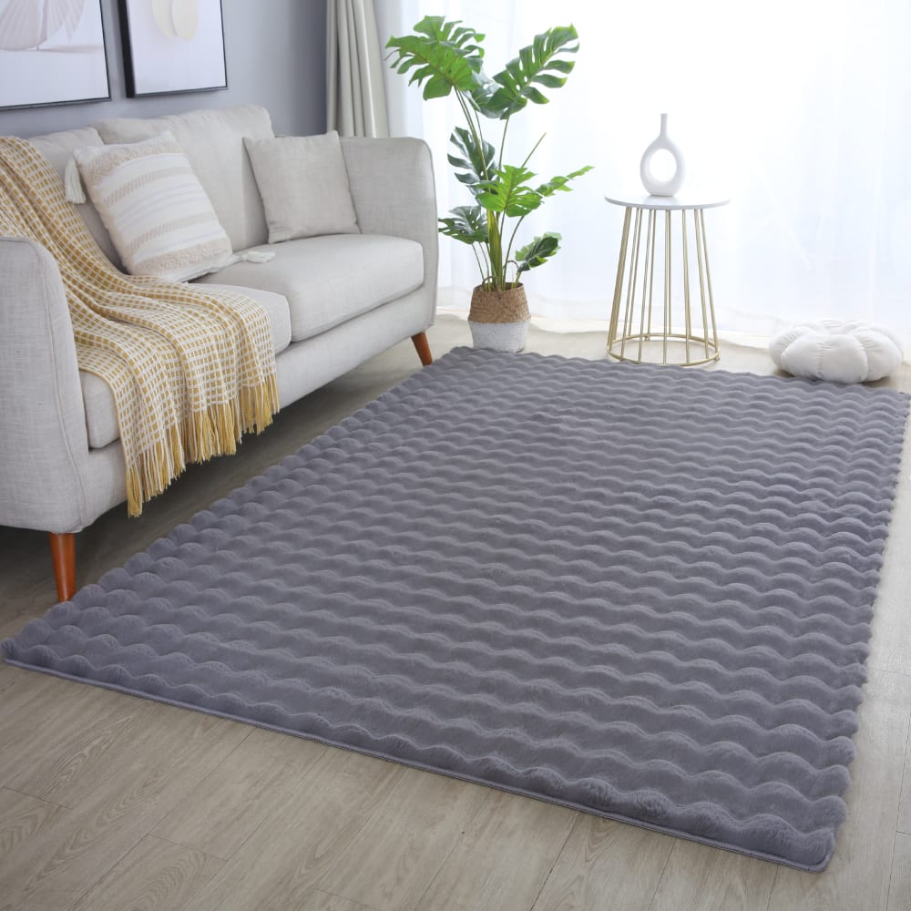 Tapis doux aspect bulles gris foncé 160x230 — vue 3