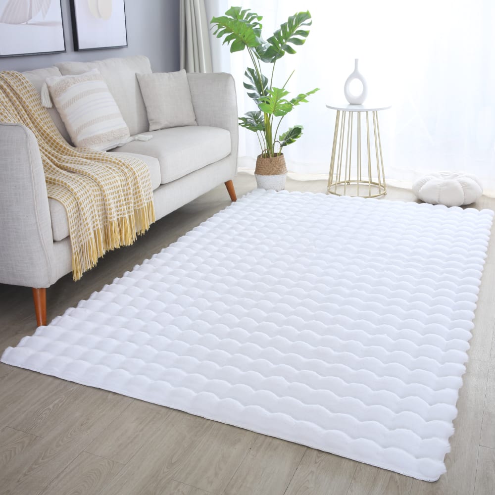 Tapis doux aspect bulles blanc 120x170 — vue 3