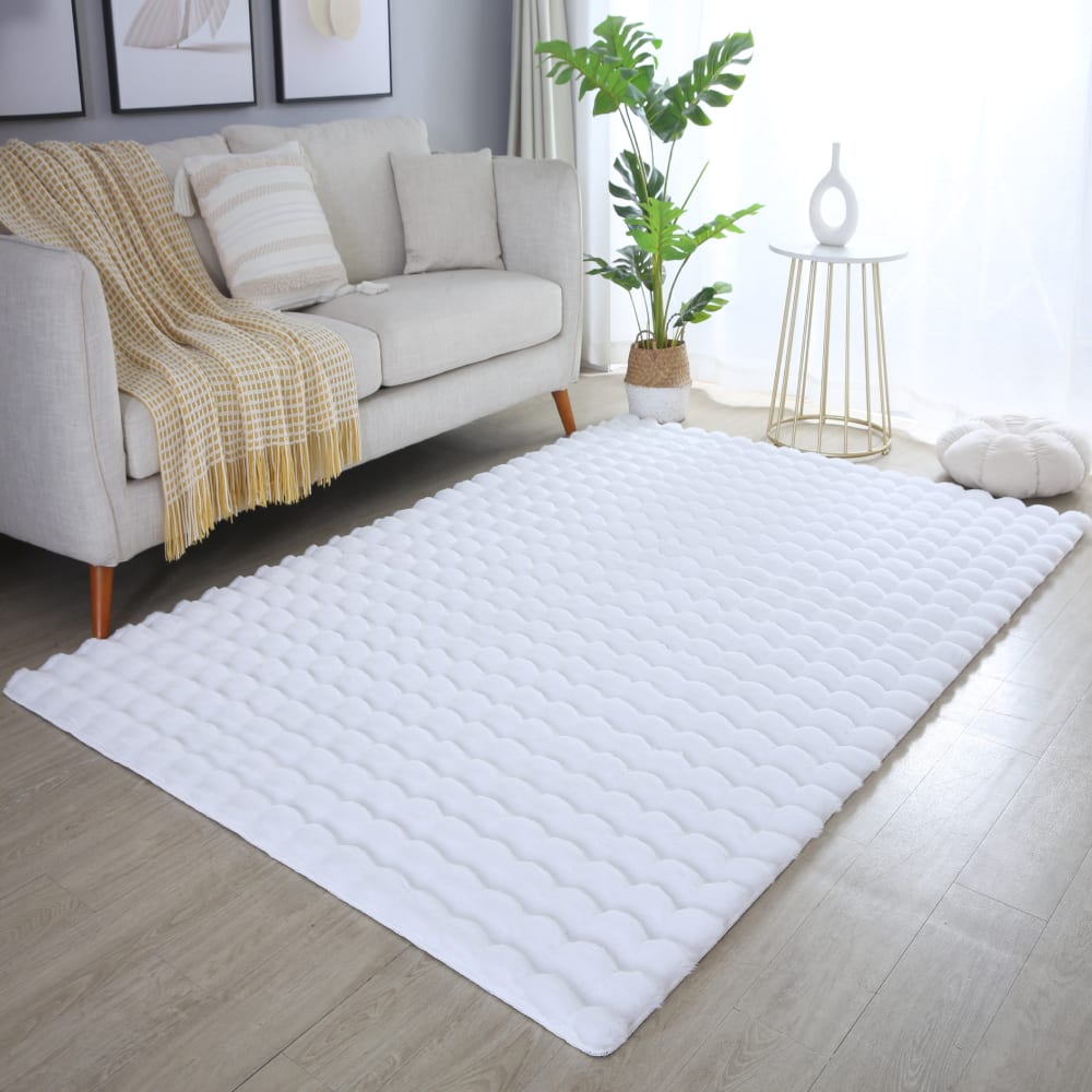 Tapis doux aspect bulles blanc 200x290 — vue 4
