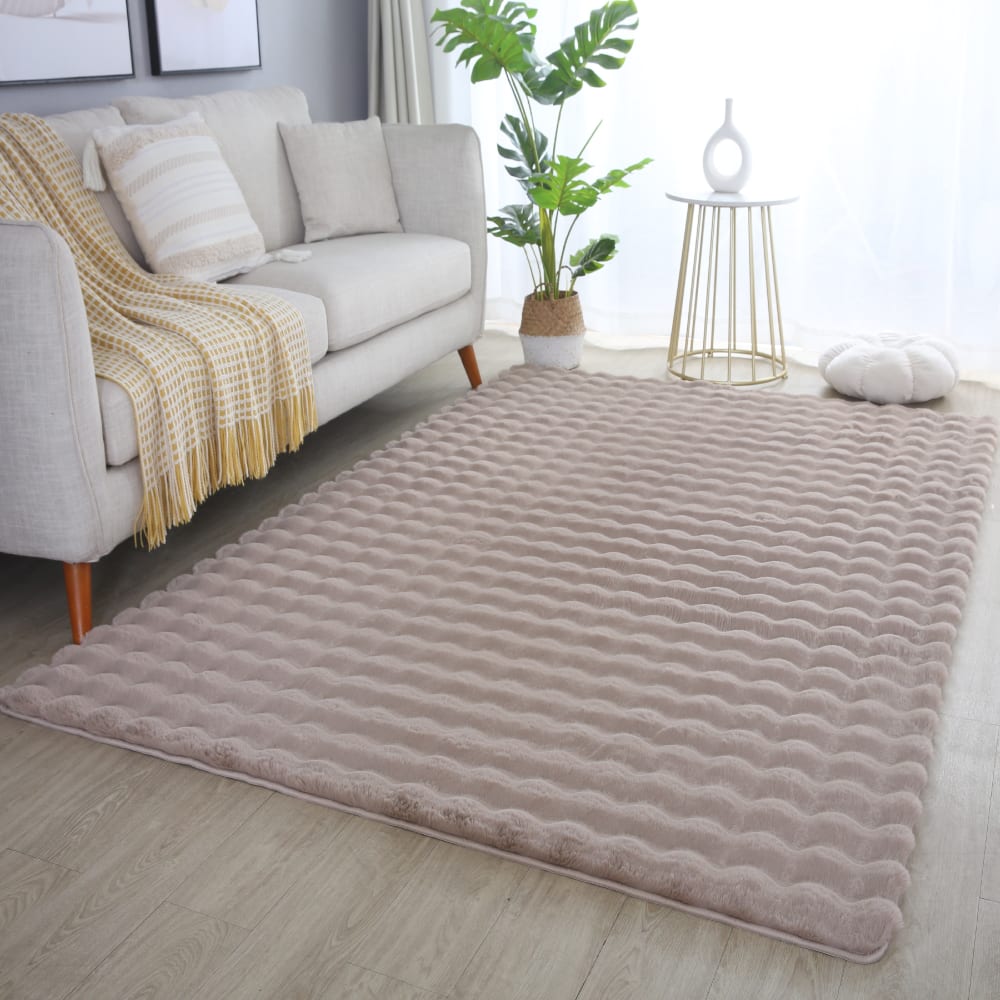 Tapis doux aspect bulles beige 160x230 — vue 3