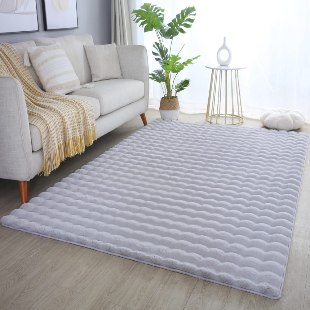 Tapis doux aspect bulles gris 140x200 — vue 3