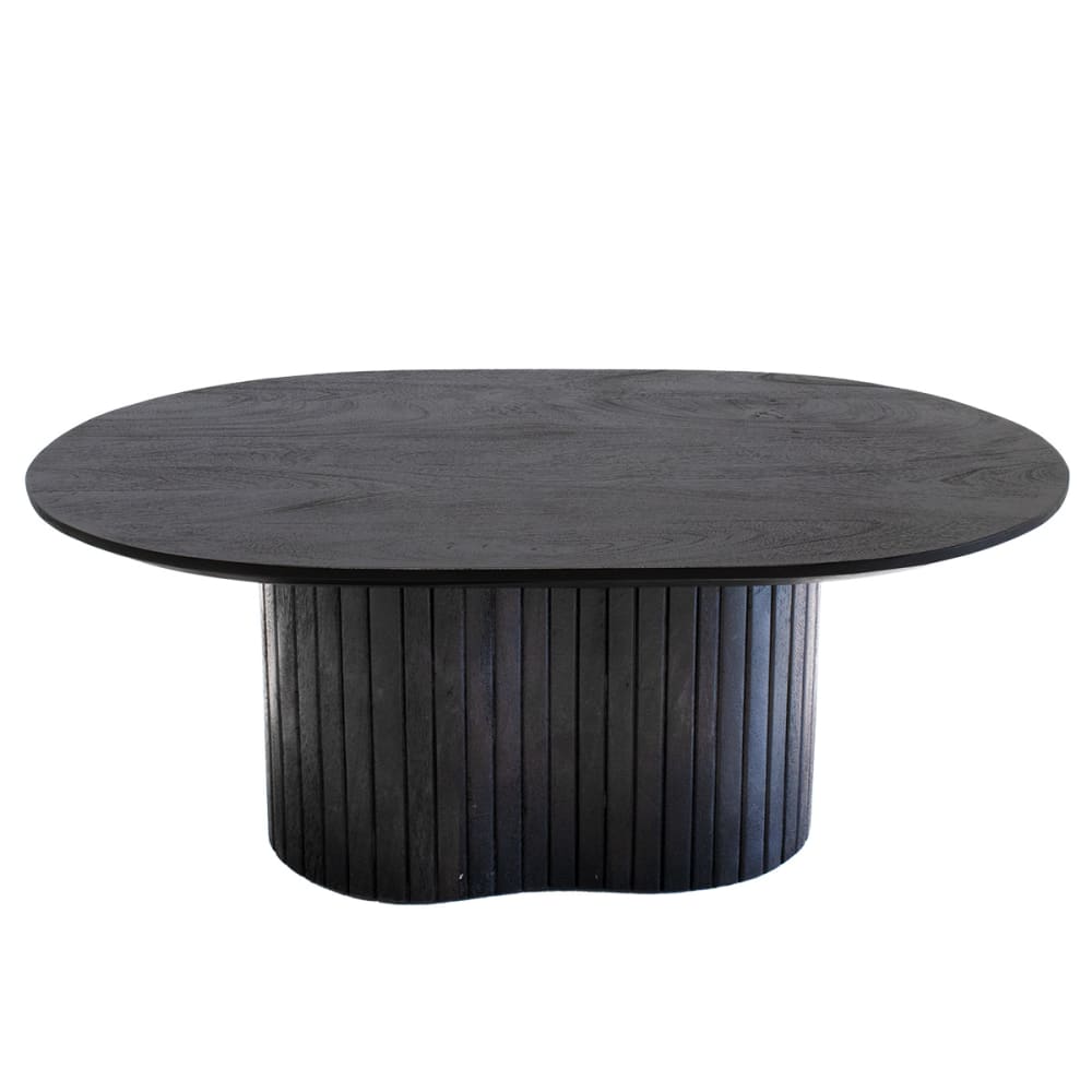 Giga Meubel Couchtisch Oval 90cm aus Mangoholz, Schwarz Schwarz