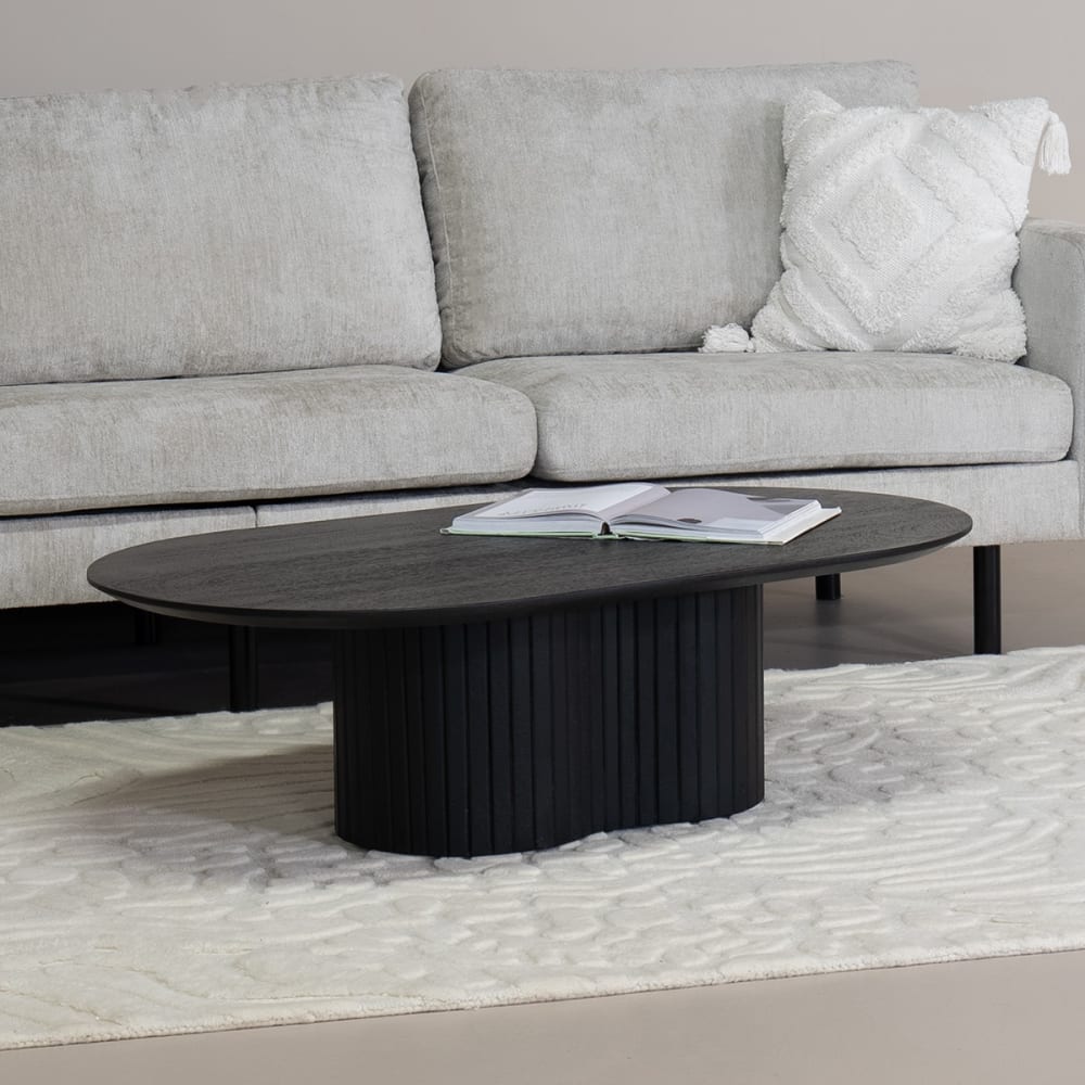 Ovaler Couchtisch aus Mangoholz 120cm, schwarz - Maisons Du Monde