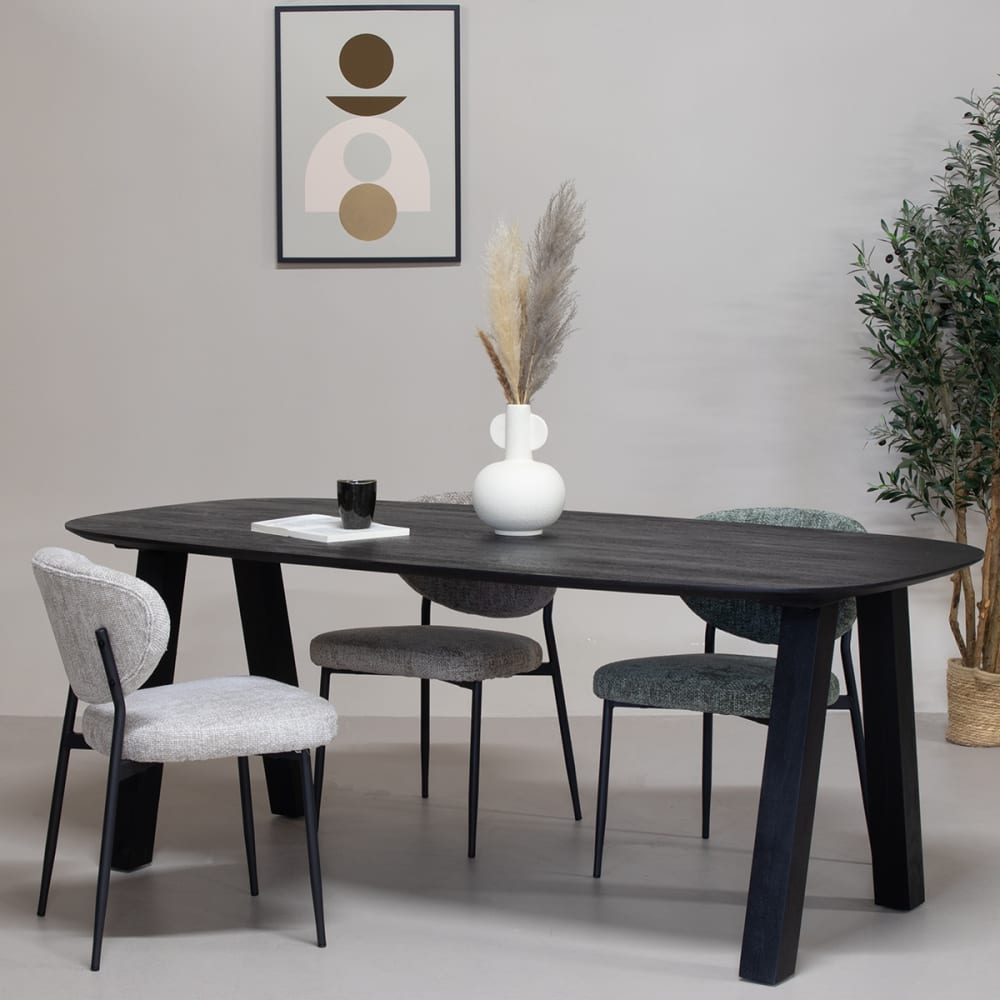 Esstisch oval aus Mangoholz 200cm, schwarz - Maisons Du Monde