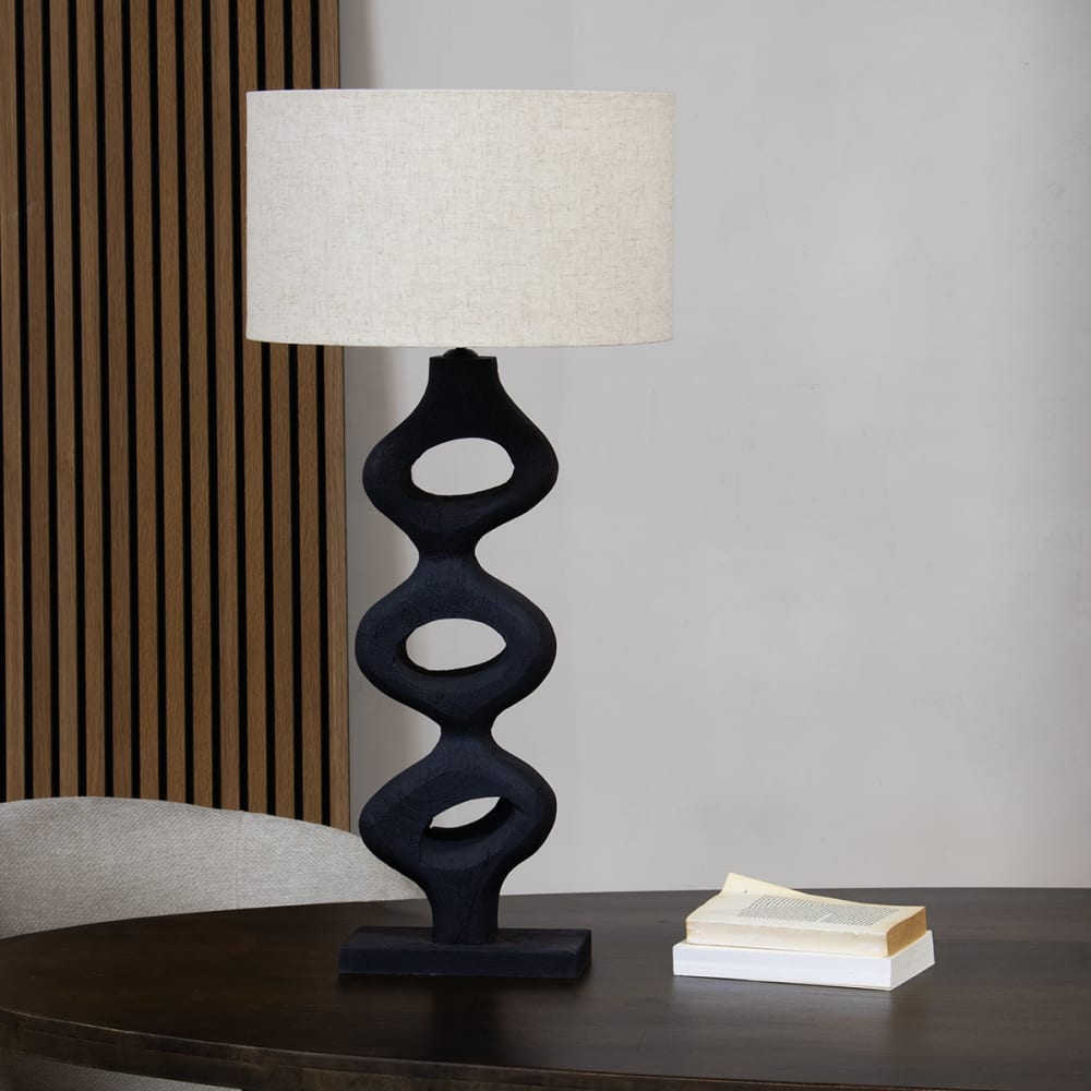 Tischlampe aus Mangoholz 80cm, schwarz - Maisons Du Monde