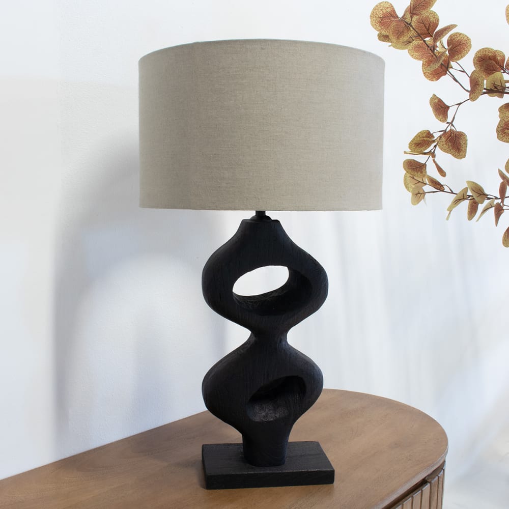Tischlampe aus Mangoholz 60cm, schwarz - Maisons Du Monde