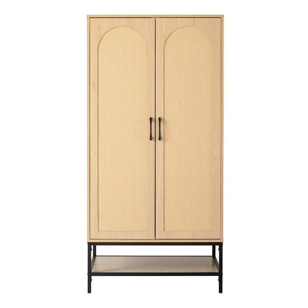 Armoire cannage et effet bois 80 cm bois / noir — Beyit
