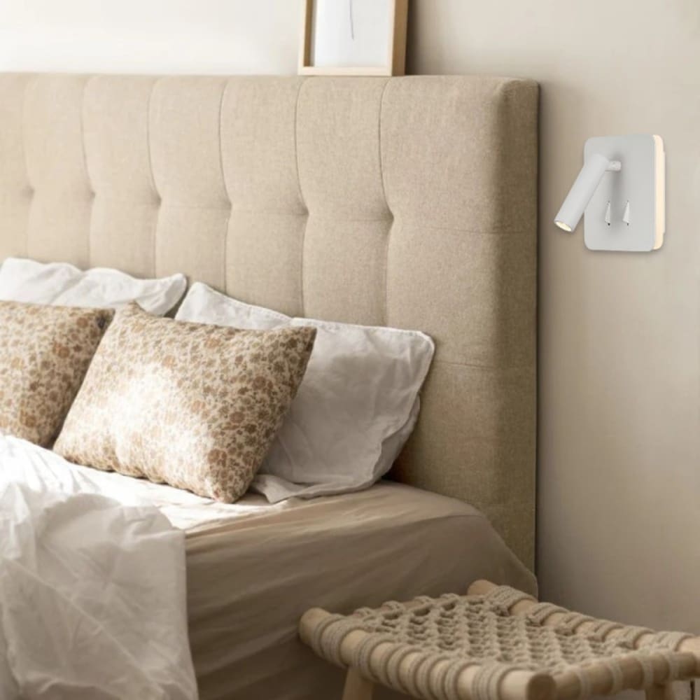 Applique tête de lit blanc led intégré