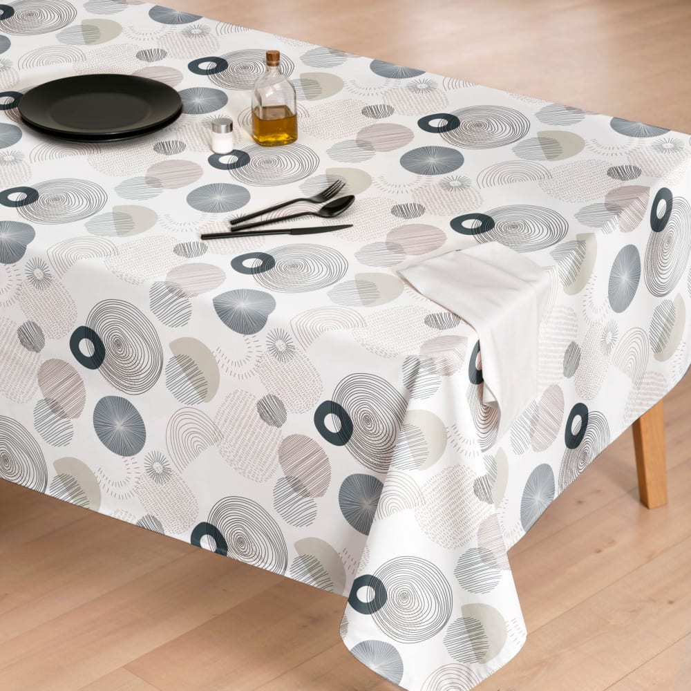 Bedruckte, schmutzabweisende Tischdecke aus 100 % Baumwolle, 155