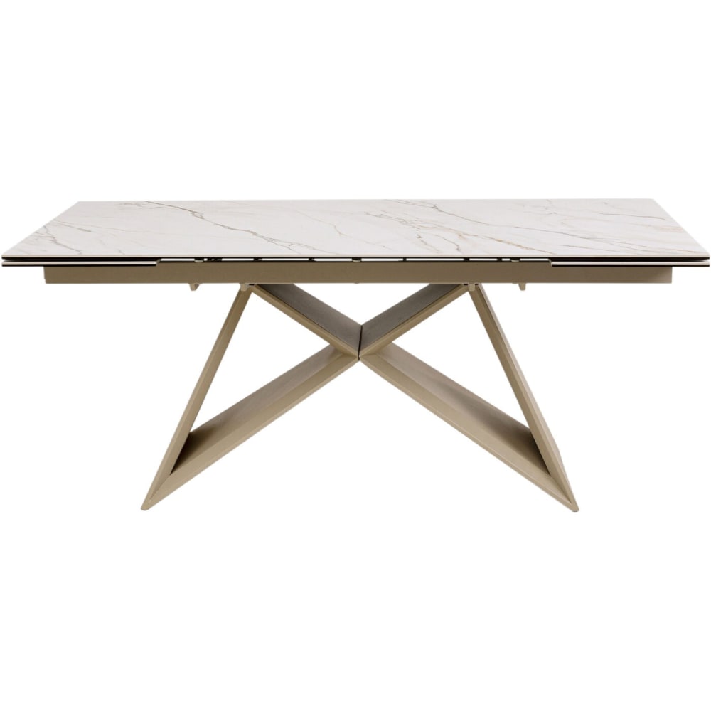 Kare Design Ausziehbarer Esstisch 8/10 Personen aus Keramik, greige, L180/260cm style modern Weiß Steingut