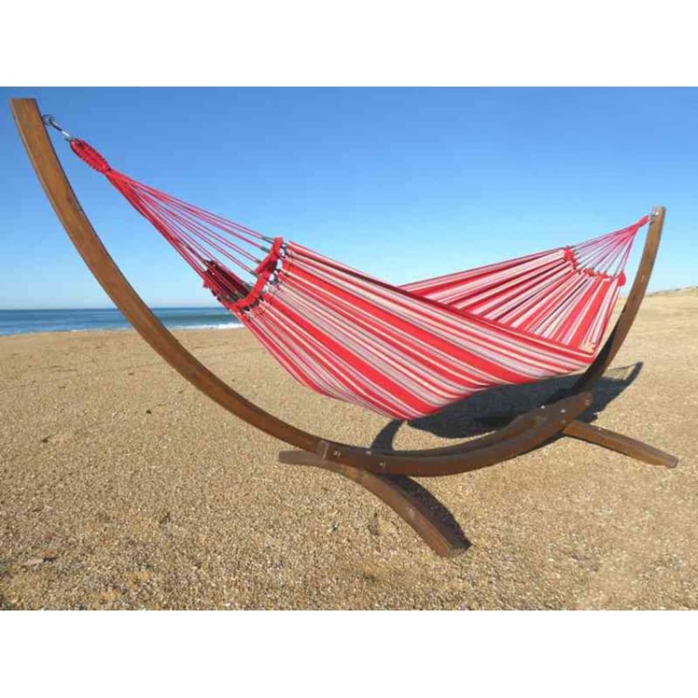 Hamac L en coton multicolore et pied en bois